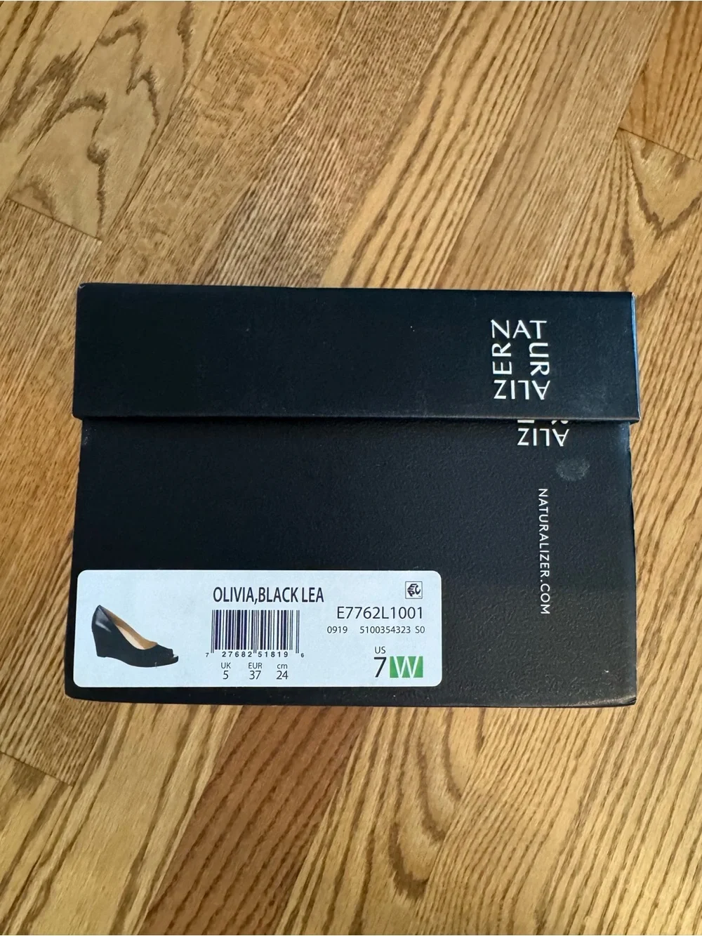 Naturalizer Olivia Black leather Peep-Toe Wedge Pumps
